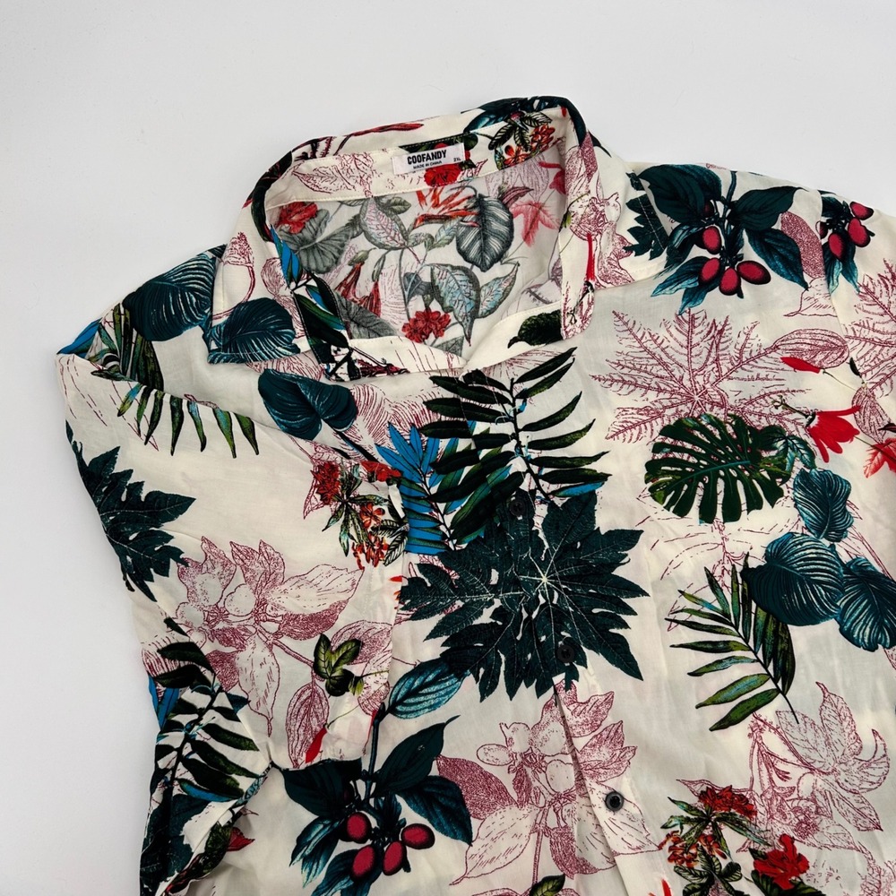 COOFANDY Mens Tropical Floral‎ Short Sleeve Button Up Shirt 2XL